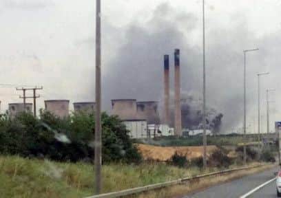 Fire at Ferrybridge Power Station near Pontefract. Picture by @suzannepalmer18