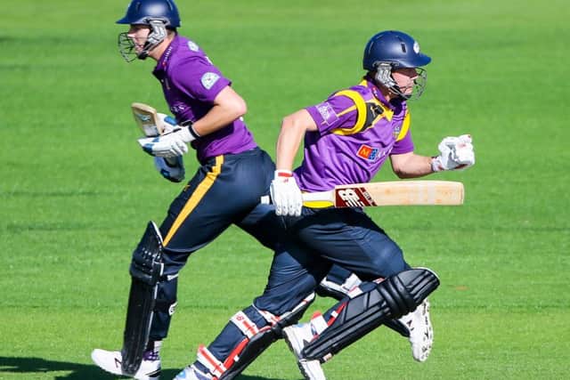 Yorkshire's Gary Ballance and Alex Lees on the run against Durham.