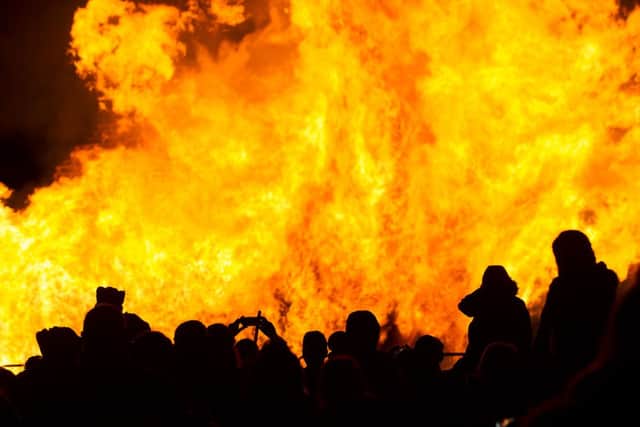 Crowds watch the Roundhay Park bonfire. Pic: Allan Mckenzie.