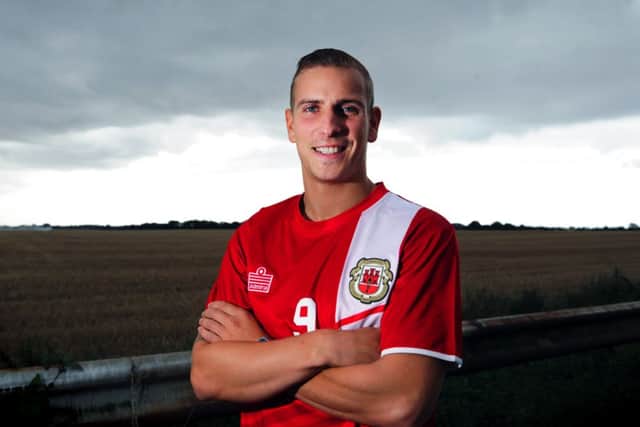 Farsley's Gibraltar international Adam Priestley. (Picture: Jonathan Gawthorpe).