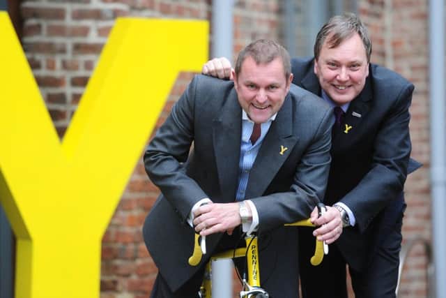Gary Verity, chief executive of Welcome to Yorkshire, and Bob Howden, President British Cycling, at the announcement of the Tour de Yorkshire