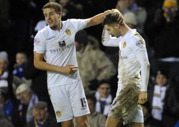 Leeds United v Birmingham City..Leeds player Luke Murphy is congratulated by Scott Wootton after scoring the equaliser..17th January 2015 ..Picture by Simon Hulme