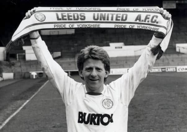 Gordon Strachan after signing for Leeds United in 1989.
