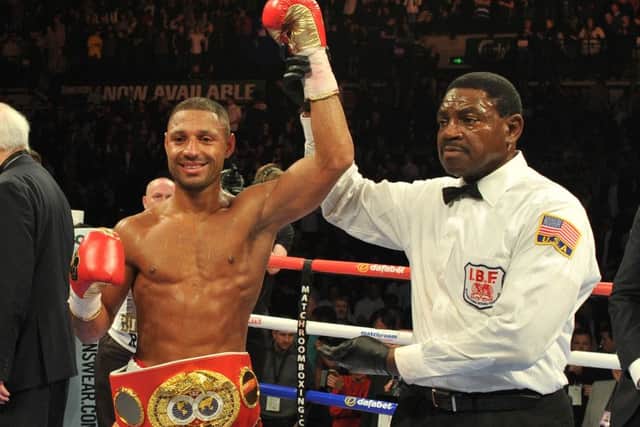 Kell Brook celebrates his victory over Jo Jo Dan.