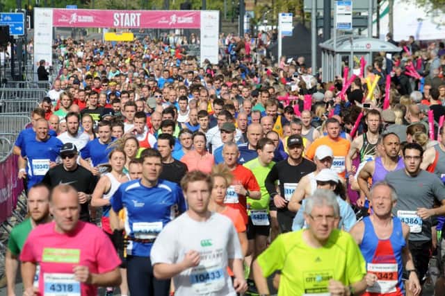 Runners at the start of the Plusnet Leeds Half Marathon.                  Picture by Simon Hulme.