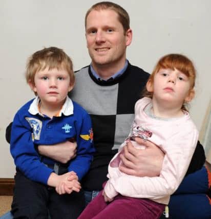 Duncan Brownnutt with son his son Caleb, four, and Ellie Mae, six, earlier this year.