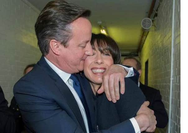 David and Samantha Cameron celebrate the Tory victory