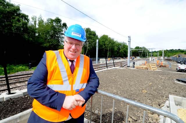 Patrick McLoughlin at the site of the new Kirkstall Forge station today