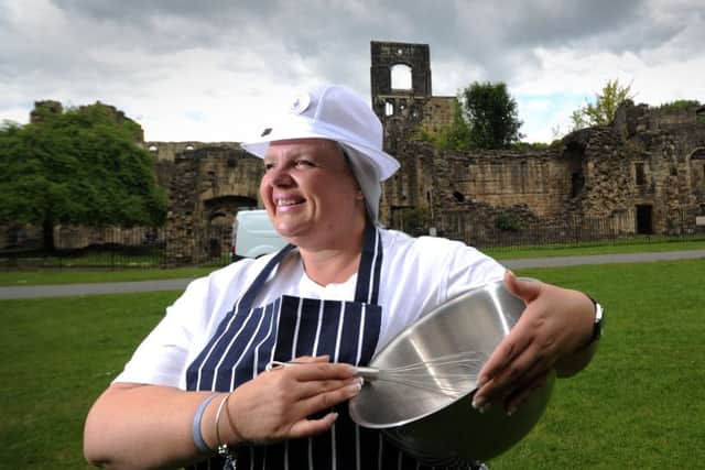 Lottery Winner Trish Emson from Rotherham, at the Kirkstall Abbey gathering in Leeds. Picture by Simon Hulme