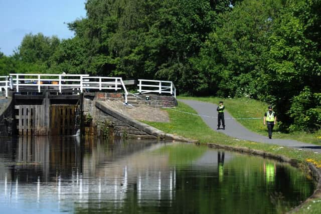 Police at the scene on the Leeds Liverpool canal near Armley. Picture: Jonathan Gawthorpe