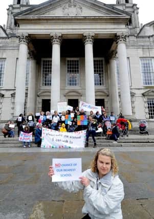 Parents campaigner Lucy Clement at the Fair Access rally held outside Civic Hall.