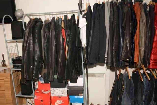 Leather jackets were among the items seized.