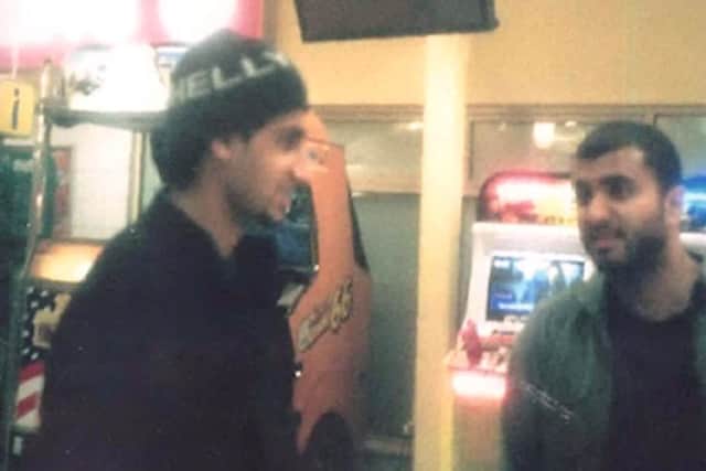 CCTV of Shehzad Tanweer (left) and Mohammed Sidique Khan, which was taken by undercover surveillance officers at a motorway service station in February 2004.