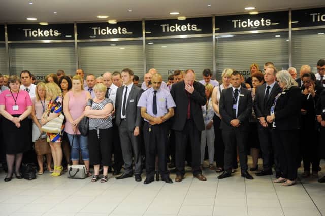 Minute silence at Leeds Station for those killed in Tunisia. PIC: Steve Riding