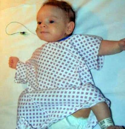 Amelia Sorby in hospital aged 12-weeks