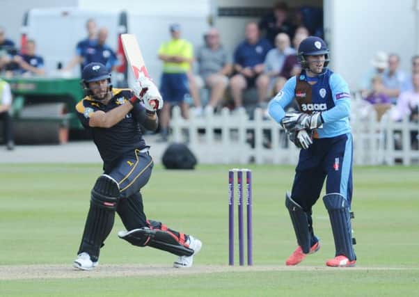 Tim Bresnan pulls for four against Derbyshire, but it was a losing afternoon in Chesterfield for Yorkshire. Pictrure: Steve Riding.
