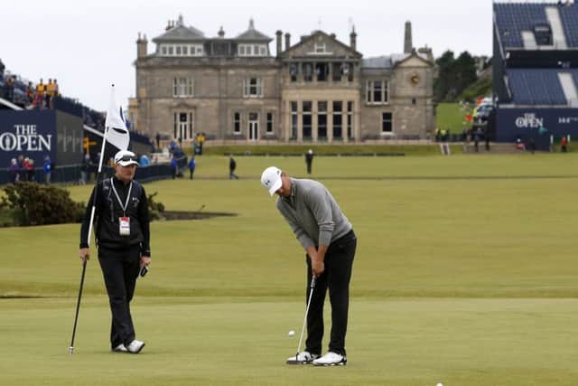 Jordan Spieth practises on the first hole ahead of the Open Championship at St Andrews (Picture: Danny Lawson/PA Wire).