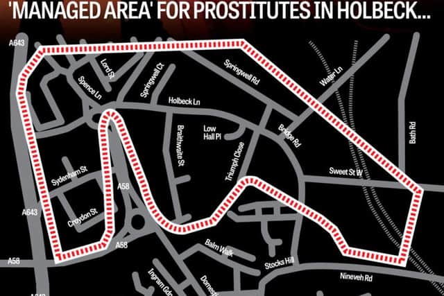 A map showing the 'managed area' in Holbeck, Leeds