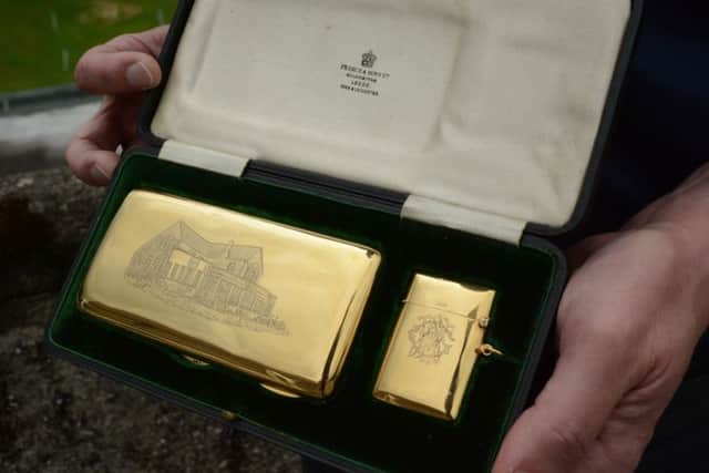 The 18-carat gold engraved cigar and matchbox cases given to Leeds GC co-founder William Penrose-Green by grateful members (Picture: Chris Stratford).