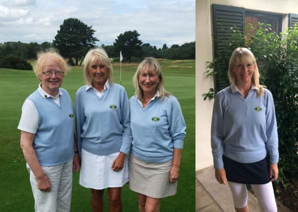 Moortown captains, l-r, Marie McCarthy (B team), Lady Captain Sue Rogerson, Didi Powers (Scratch team) and Beverley Burrows (A team).