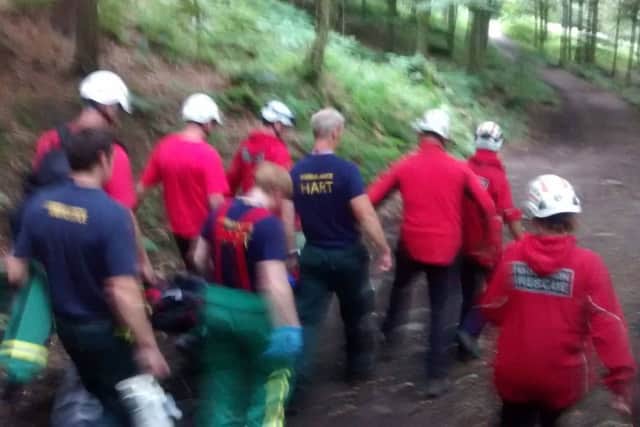 Calder Valley Search and Rescue Team stretchered the girl to an ambulance. Picture: Calder Valley Search and Rescue Team