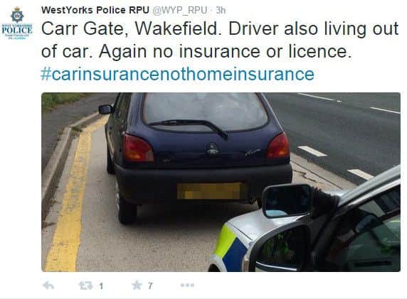 West Yorkshire Police's Roads Policing Unit posted this tweet.