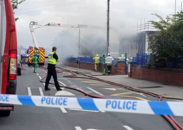 Date:20th August 2015. Picture James Hardisty. Fire at Freeston Academy School, Normanton, near Wakefield.