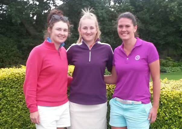 Yorkshire's three 12th place finishers at Moortown GC, l-r: Rochelle Morris (Woodsome Hall), Megan Garland (Selby) and Alison Knowles (Hickleton).