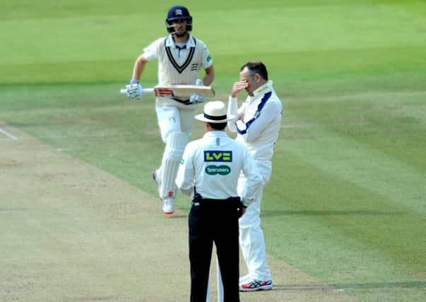 Frustration for Yorkshire's James Middlebrook as Nick Compton and John Simpson pile on the runs.