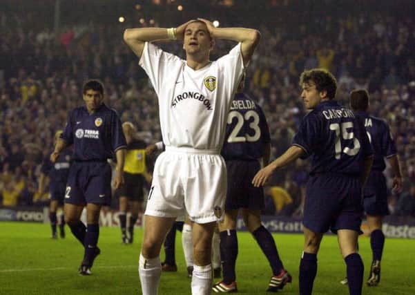 Dominic Matteo playing in the UEFA Champions League Semi Final against Valencia at Elland Road in 2001.