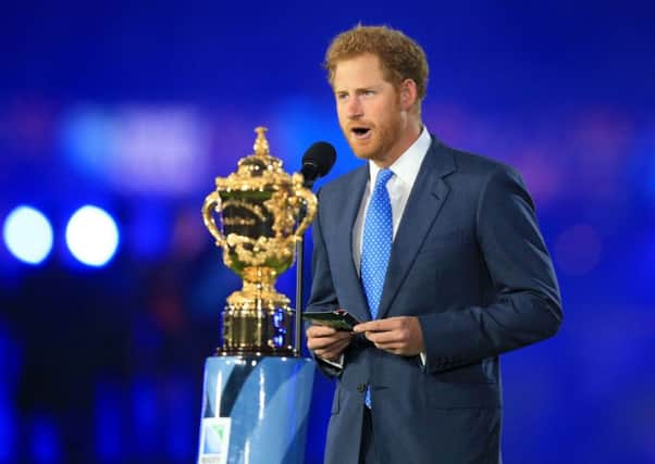 Prince Harry before the Rugby World Cup match at Twickenham.