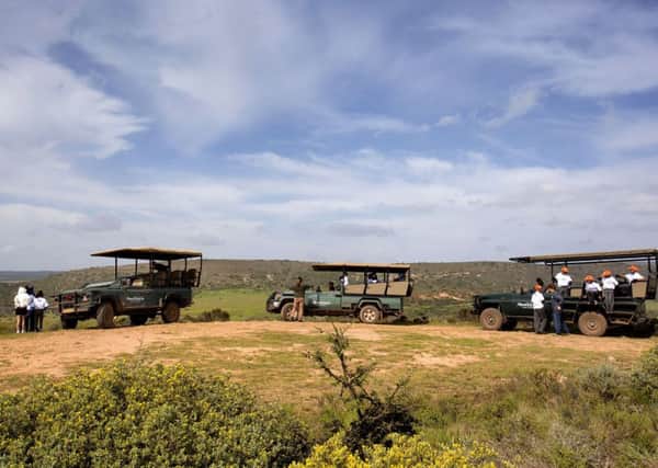 School children on a game drive in Amakhala Game Reserve, South Africa.