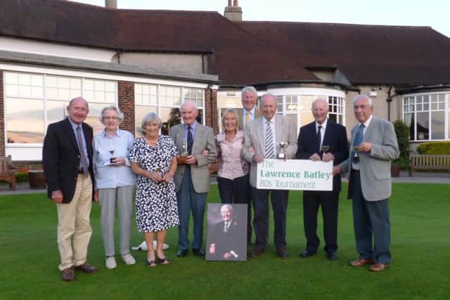 Roger Calvert and the other prize winners in the Lawrence Batley Over 80s event at Moortown GC.