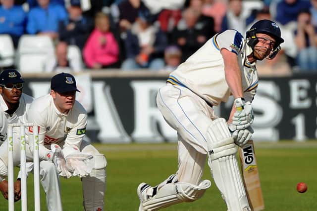 Yorkshire's Andrew Gale attacks the ball on day three at Headingley against Sussex. Picture: SWPIX.COM