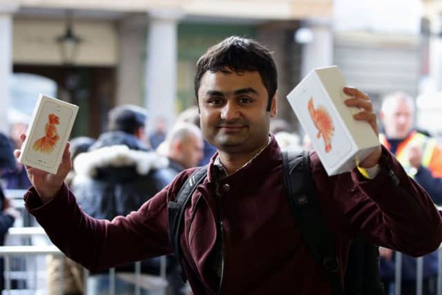 Sam Shaikh, 29, from Stratford, was the first customer to get the new iPhone 6s at The Apple Store in London