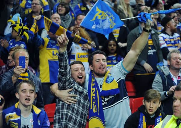 Leeds Rhinos fans celebrate victory at Old Trafford (
Picture: Jonathan Gawthorpe).