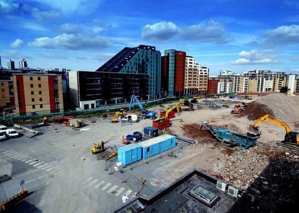 The former Tetley Brewery site during demolition.