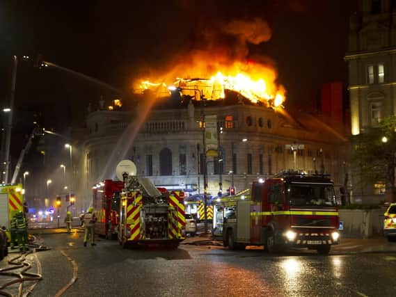 Fire destroyed the roof of the Majestic building in September 2014