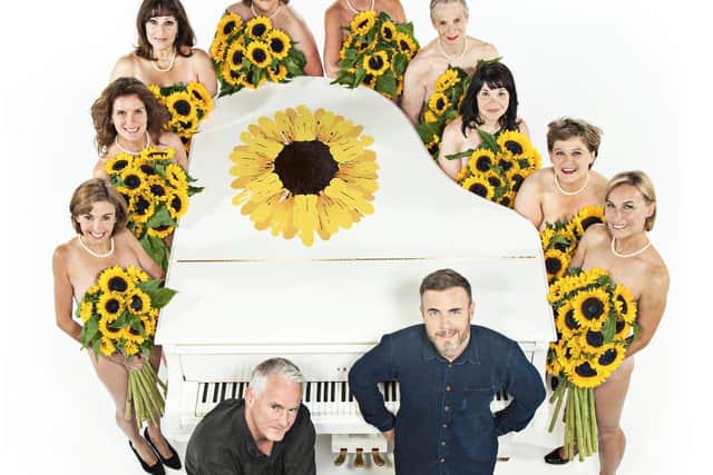 Gary Barlow, Tim Firth and the cast of The Girls