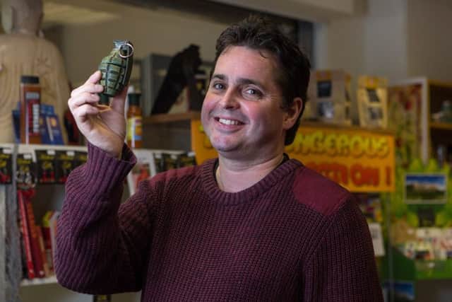 Chilli Shop owner Frank Jay with Death Cap, the hottest substance available to buy in the UK.