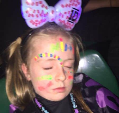 Lacey Yorston was still asleep on her way home afterwards.