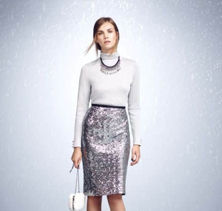 Poloneck, £24; skirt, £45; bag, £25; boots, £45. All by Dorothy Perkins at Outfit.