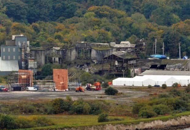 The set for season six of Game of thrones taking shape at Magheramorne Quarry on the shores of Larne Lough, Northern Ireland