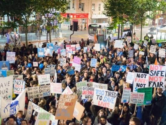 The junior doctor protest in Victoria Gardens, Leeds.