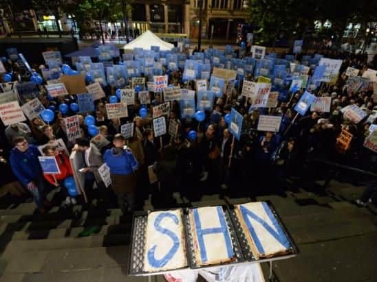Junior doctors protest in Victoria Gardens, Leeds.