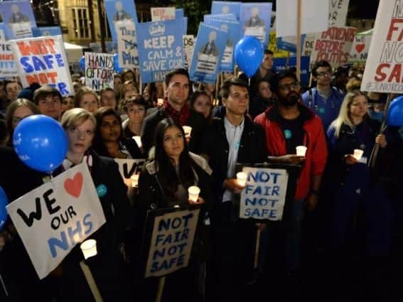 The Leeds junior doctor protest in Victoria Gardens, Leeds, last week.