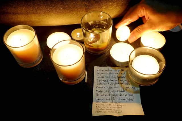 Candlelit vigil in Leeds city centre.