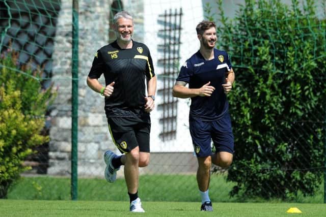 Harvey Sharman, left, with United's Luke Murphy