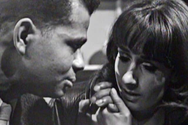 What is believed to be the earliest known inter-racial kiss on British television, during You in Your Small Corner and shown on ITV in June 1962 as a Granada play of the week.  The actors are Lloyd Reckord, the playwright's brother, and Elizabeth MacLennan.
