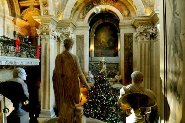 Christmas decorations adorn the halls and rooms at Castle Howard
